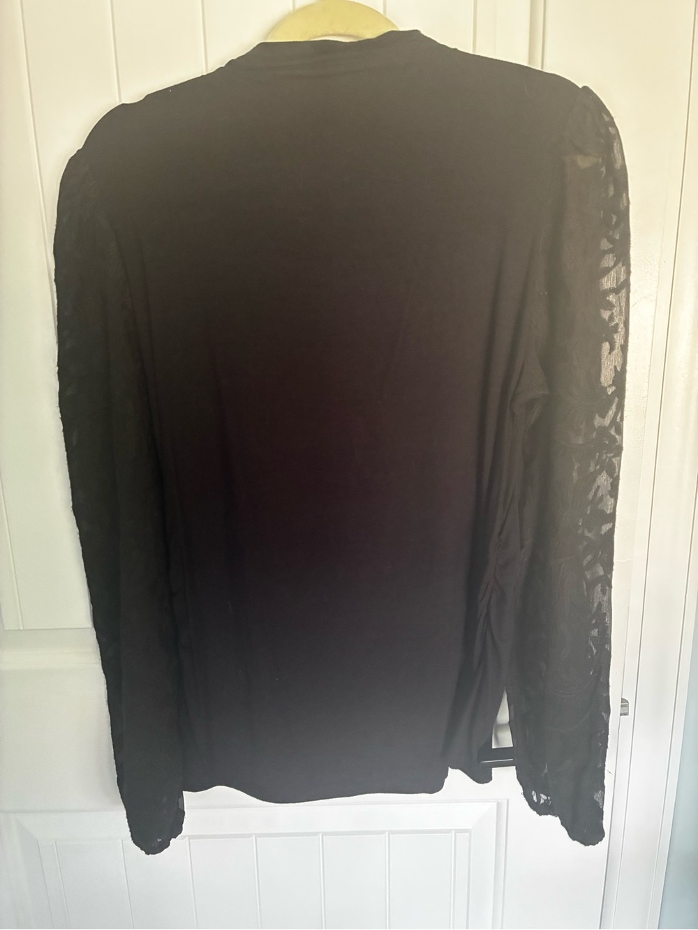Elie Tahari Black Long Sleeve Shirt with Lace Sleeves